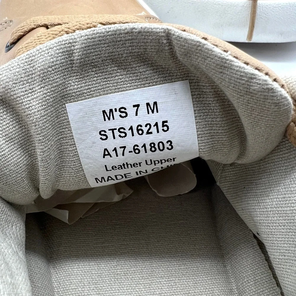 SPERRY Sneaker Mens 7 Tan Leather Low Top Top-sider striper Leather Sneaker NWOB - Picture 11 of 12